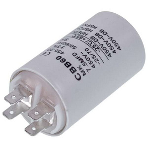 Конденсатор пусковий CBB60 7.5uF 450V для пральної машини (4 клеми, під гайку) 38x60mm