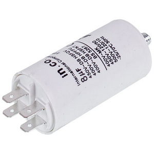 Конденсатор пусковий CBB60 для пральної машини SKL 8uF 450V 35x65mm (4 клеми, під гайку)